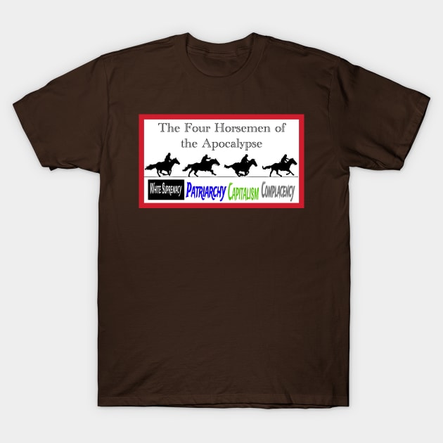 Four Horsemen of the Apocalypse - Red Border - Front T-Shirt by SubversiveWare